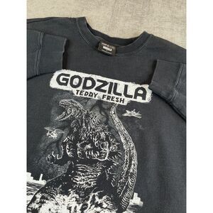 Teddy Fresh X Godzilla Sweater Men L Black Crew King Of Monsters Sweatshirt Rare